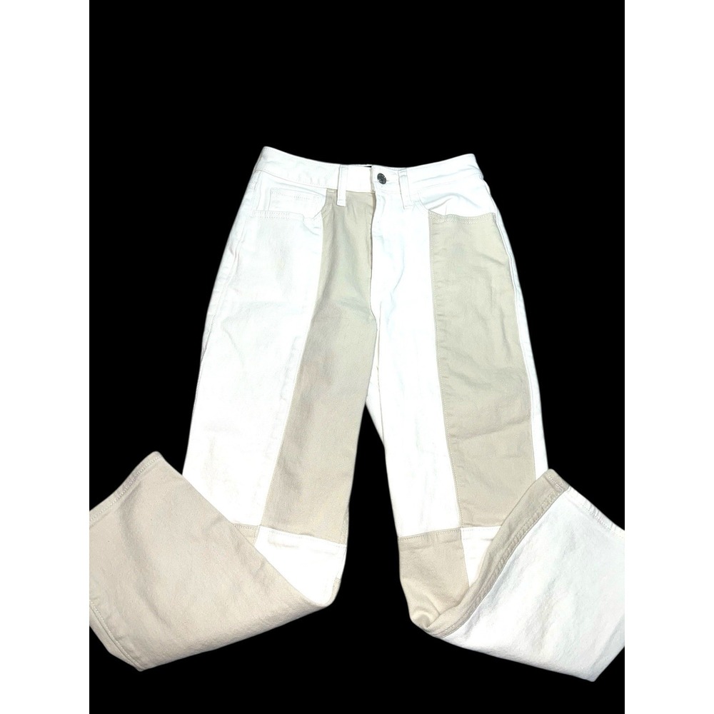 Hollister Women's Ultra High Rise Vintage Straight‎ Jeans White Brown Size 26x25